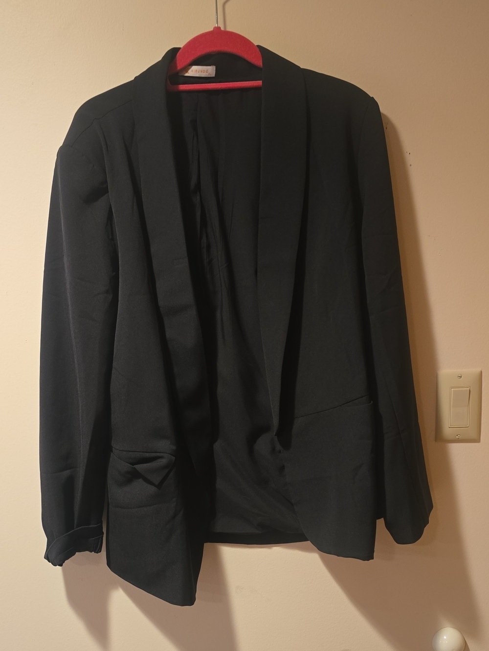 Womans Black Open-Front Blazer Jacket
